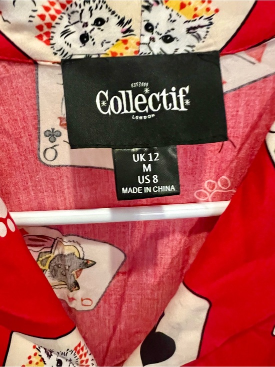 Collectif Dresses & Skirts - Collectif Red Cat & Card Print Dress